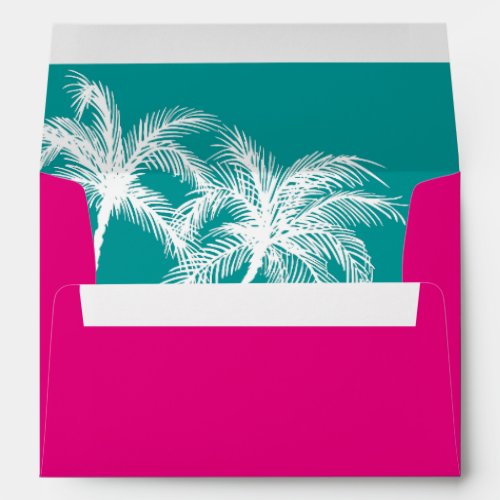 Hot Pink Teal Wedding  Tropical Envelope Liner