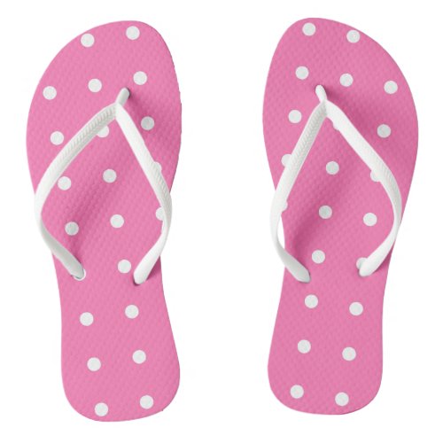 Hot Pink Template Rustic Design White Dotted Trend Flip Flops