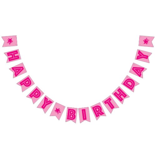 HOT PINK TEXT  SOFT PINK COLOR â HAPPY BIRTHDAY â BUNTING FLAGS