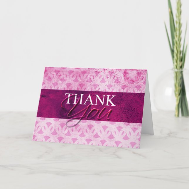 Hot Pink Thank You Cards Blank Inside Artistic (Front)