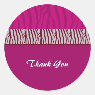 Hot Pink Thank You Classic Round Sticker