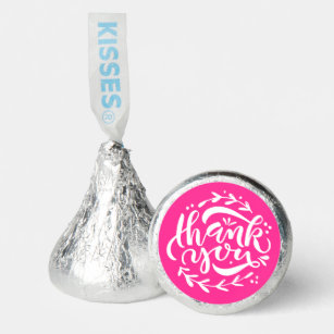 Hot Pink Thank You Hand Lettering Wreath Wedding Hershey®'s Kisses®