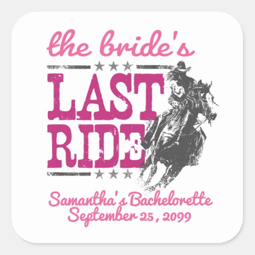 Hot Pink The Brides Last Ride Square Sticker