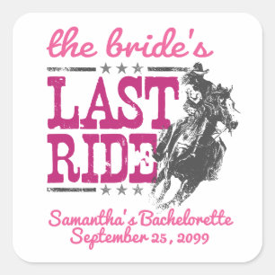 Hot Pink The Bride's Last Ride Square Sticker
