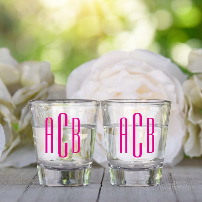 Hot Pink Three Letter Monogram Shot Glass (Hot Pink Three Letter Monogram Shot Glass)