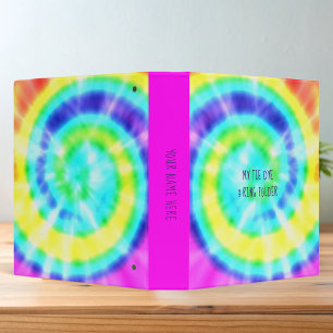 Hot Pink Tie Dye Retro Colorful 3 Ring Binder