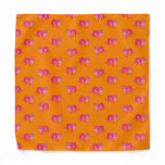 Hot Pink Tiger on Bold Orange Boho Pattern Bandana