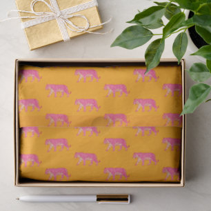 Hot Pink Tiger on Bold Orange Boho Pattern Tissue Paper