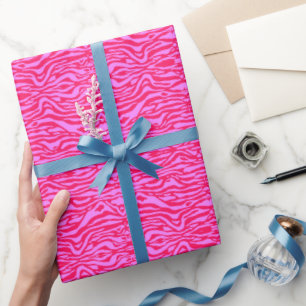 Hot Pink Tiger Stripes wrapping paper