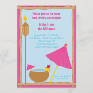 Hot Pink Tikki Torch Party Invitation