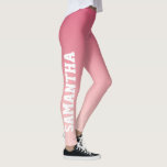 Hot Pink to Blush Pink Ombre Custom Name Leggings<br><div class="desc">Just personalize the custom name on these ombre leggings to make them your own. The background fades from medium hot pink to light blush pink,  and the name is in white varsity style lettering for a girly look with a sporty twist. Great for dance,  yoga,  sports or casual days.</div>