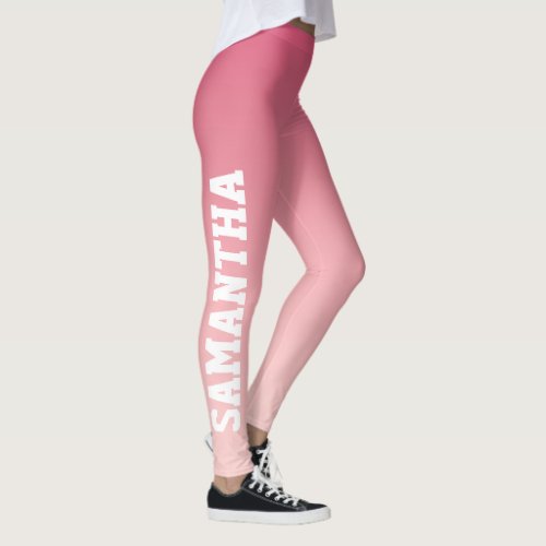 Hot Pink to Blush Pink Ombre Custom Name Leggings