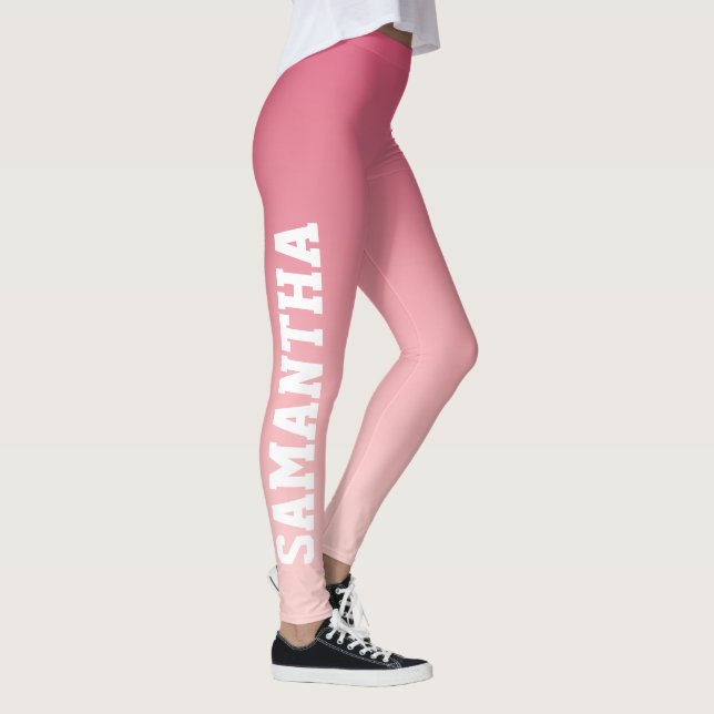 Hot Pink to Blush Pink Ombre Custom Name Leggings (Right)