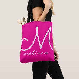 Hot Pink Tote Bag with Her Name