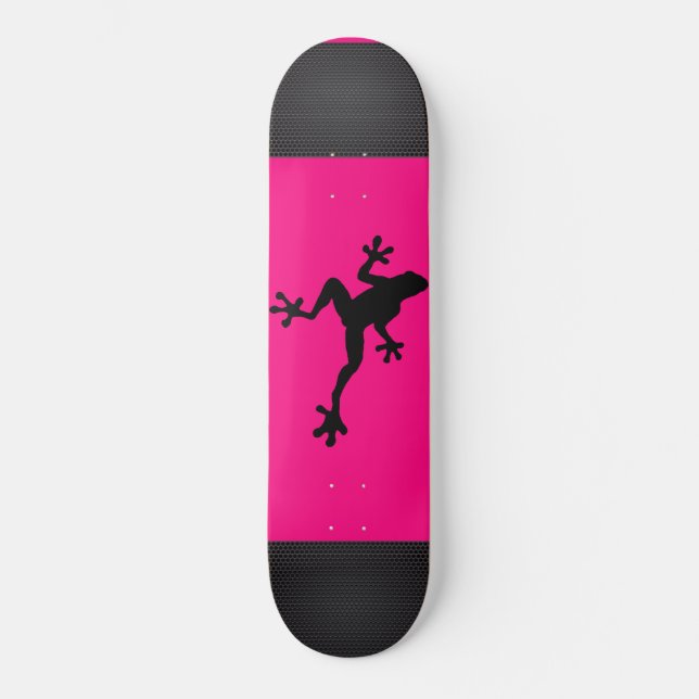 Hot Pink Tree Frog Skateboard Deck (Front)
