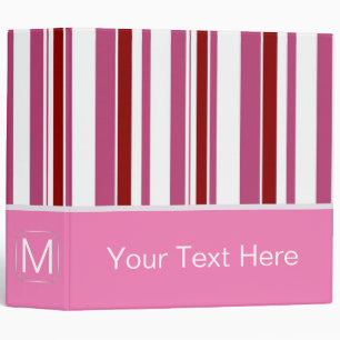 Hot Pink Trendy Stripes Pattern 3 Ring Binder