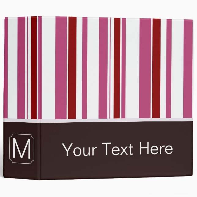Hot Pink Trendy Stripes Pattern 3 Ring Binder (Front/Spine)