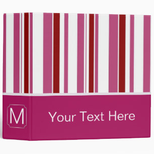 Hot Pink Trendy Stripes Pattern Binder