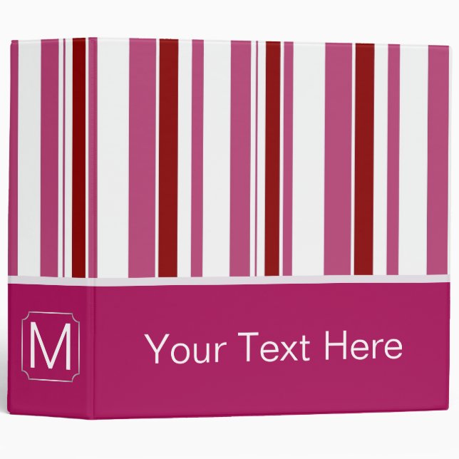 Hot Pink Trendy Stripes Pattern Binder (Front/Spine)