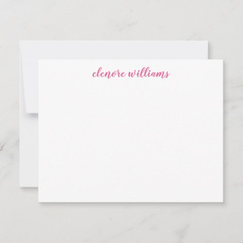 Hot Pink Trendy Stylish Modern Elegant Chic Script Note Card