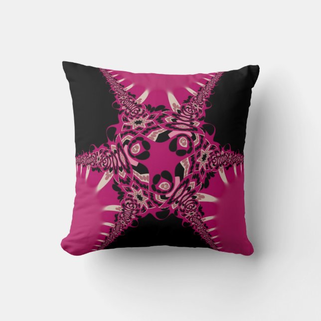 Hot Pink Tribal Diva Modern Home Decor Cushion (Front)