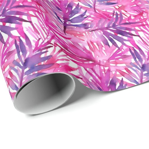 Hot Pink Tropical Jungle Palm Leaf Wrapping Paper