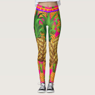 Hot Pink Tropical Pineapple Leggings