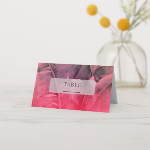 Hot Pink Tropical Summer  Luau Wedding Table Place Card