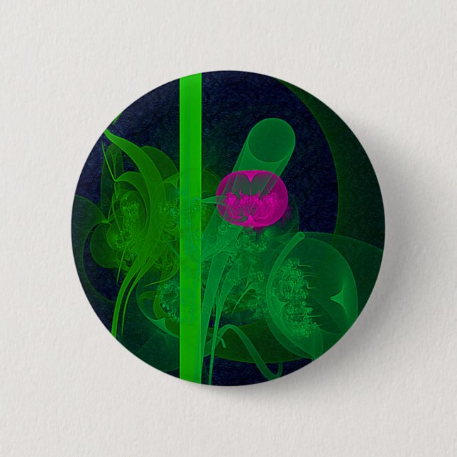 Hot Pink Tulip Faery Meeting Hall Abstract Art Button (Front)