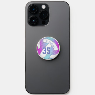 hot pink turquoise blue girls volleyball PopSocket