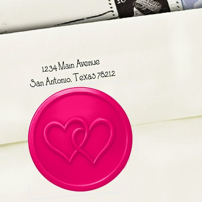 Hot Pink Two Hearts Intertwined Wedding Classic Round Sticker (Creator Uploaded)