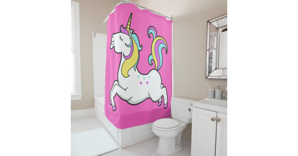 Hot Pink Unicorn Shower Curtain | Zazzle