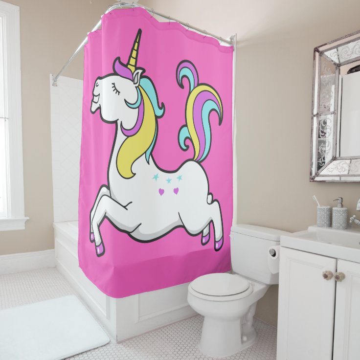 Hot Pink Unicorn Shower Curtain Zazzle