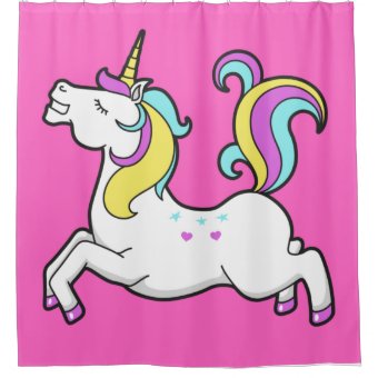 Pink Unicorn Shower Curtain