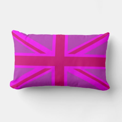 Hot Pink Union Jack British Flag Background Lumbar Pillow
