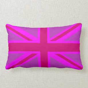 Hot Pink Union Jack British Flag Background Lumbar Pillow