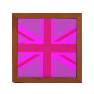 Hot Pink Union Jack British Flag Background Pencil/Pen Holder