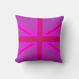 Hot Pink Union Jack British Flag Background Throw Pillow