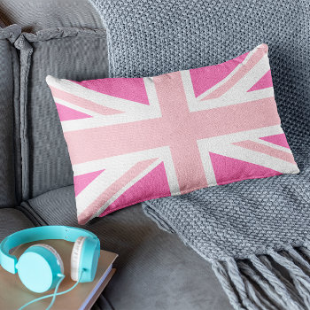 Hot Pink Union Jack Lumbar Pillow by pinkgifts4you at Zazzle
