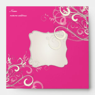 Hot Pink Vanilla Swirls, 5.25x5.25 Envelope