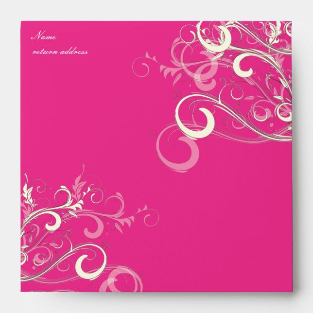 Hot Pink Vanilla Swirls, 5.25x5.25 Envelope (Front)