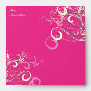Hot Pink Vanilla Swirls, 5.25x5.25 Envelope