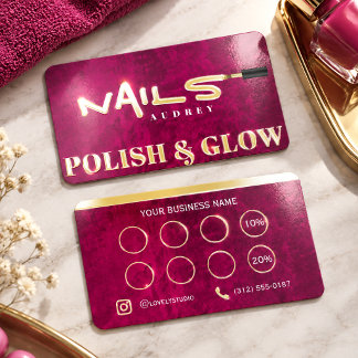 Hot Pink Velvet Gold Spot Gloss Business Loyalty Foil Spot Gloss Business Cards