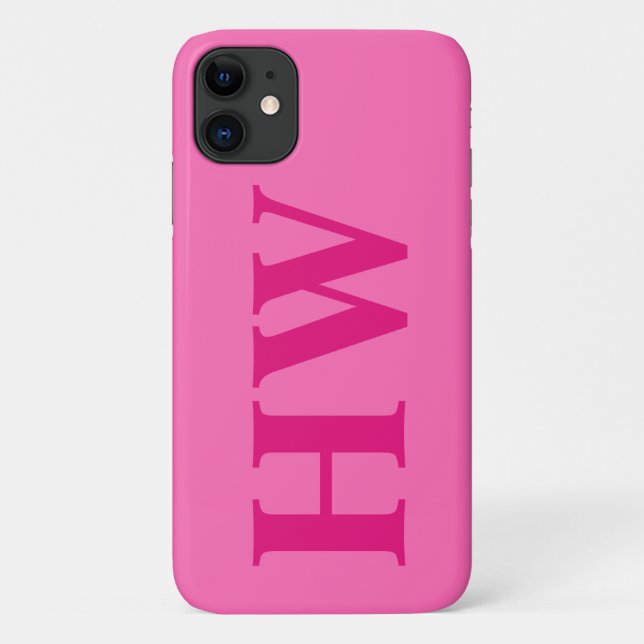 Hot Pink Vertical Bold Monogram Initials Case-Mate iPhone Case (Back)