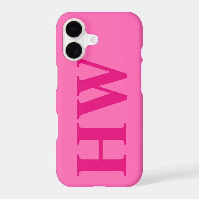 Hot Pink Vertical Bold Monogram Initials Iphone Case (Back)