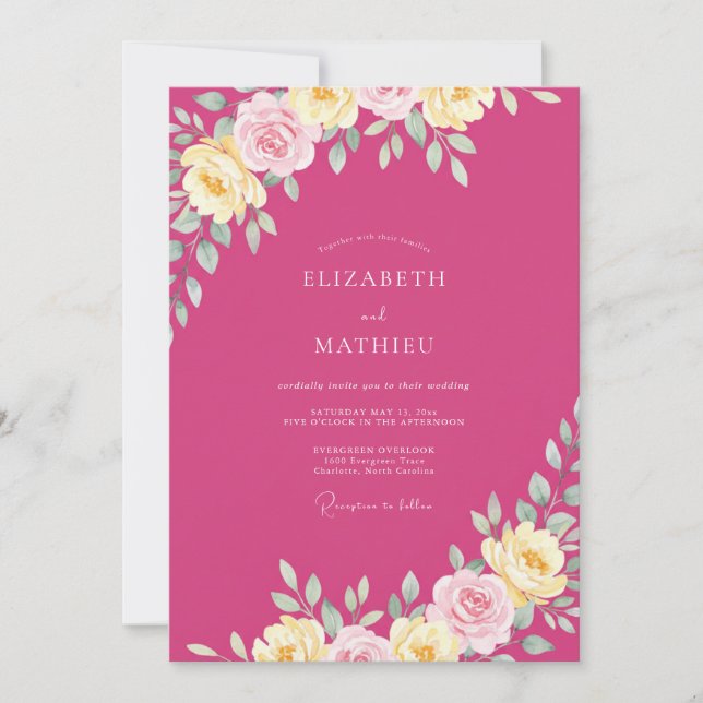 Hot Pink Vibrant Spring Wedding Invitation (Front)
