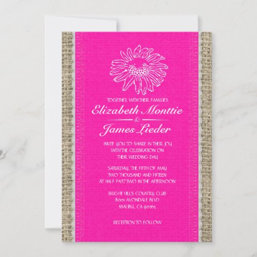 Hot Pink Vintage Lace Wedding Invitations