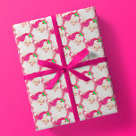 Hot pink vintage santa claus wink christmas gift wrapping paper<br><div class="desc">custom roll of holiday wrapping paper adorned in a unique vintage and adorable retro graphic of santa winking wearing magenta / neon hot pink colored hat ,  featured in a seamless pattern print format. and maintains a tri-tone color pallet</div>