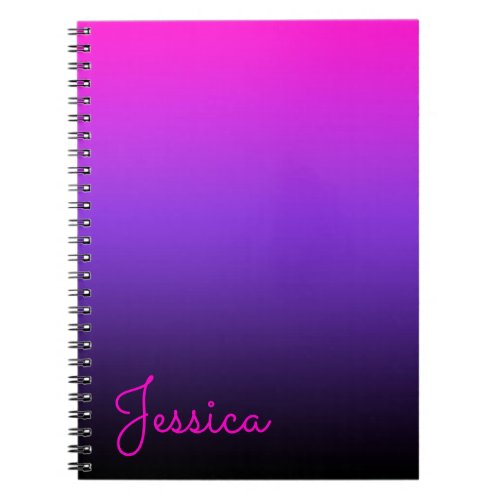 Hot Pink Violet and Black Ombre Notebook