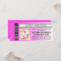 Hot Pink VIP Pass Admission Ticket Birthday Party Invitation | Zazzle